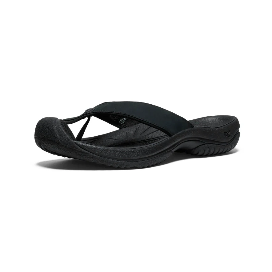 Men's Waimea Leather Flip-Flop | Black/Black - Image 3