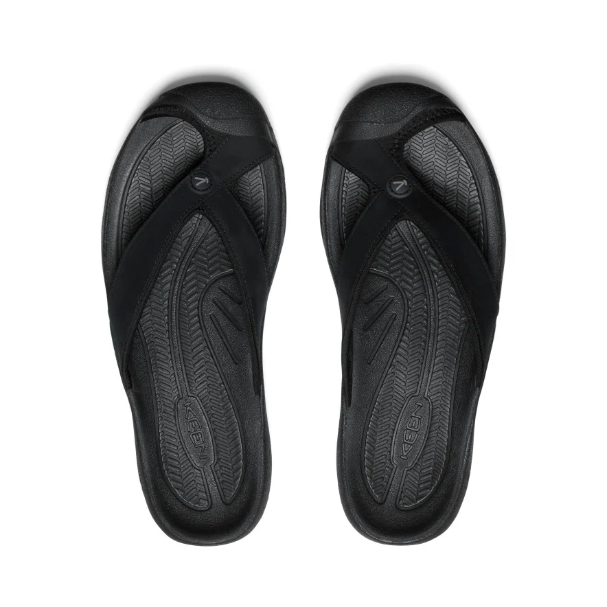 Men's Waimea Leather Flip-Flop | Black/Black - Image 4