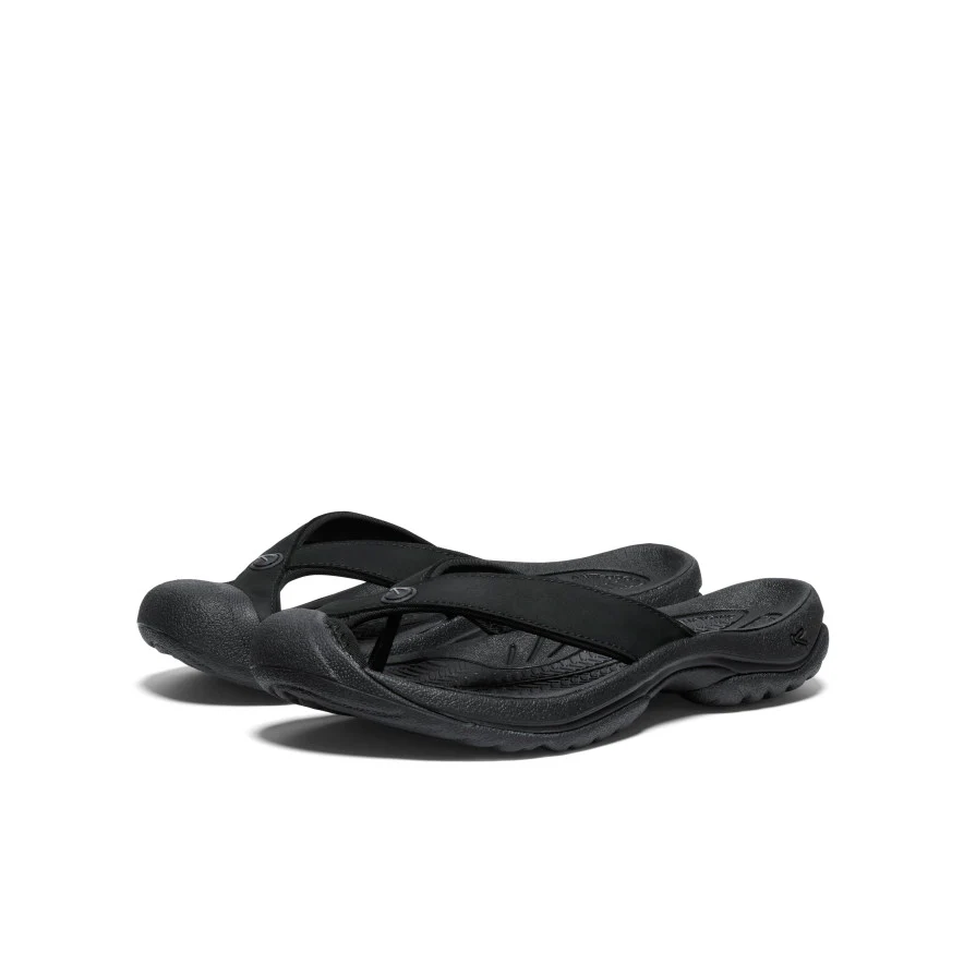 Women's Waimea Leather Flip-Flop | Black/Black - Image 10