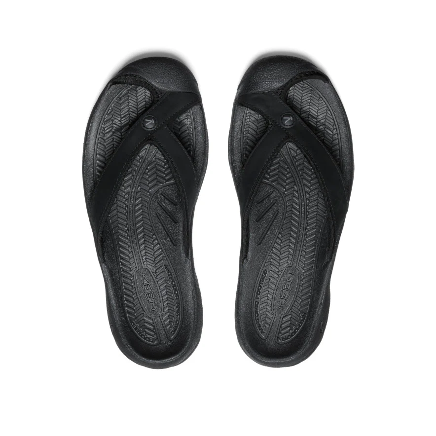 Women's Waimea Leather Flip-Flop | Black/Black - Image 12