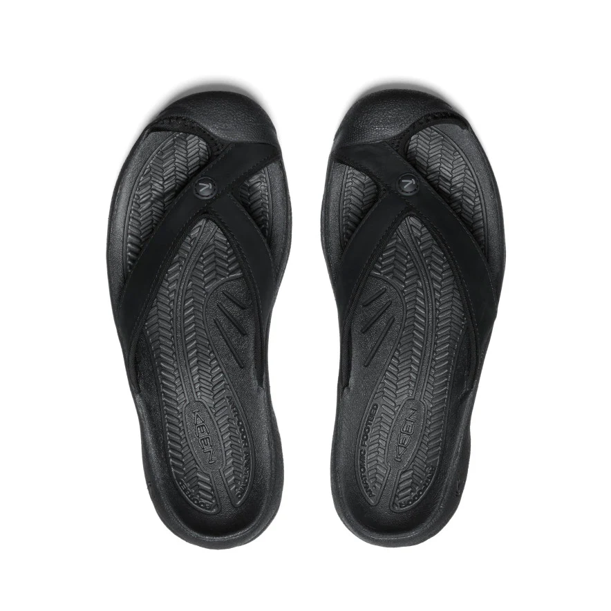 Women's Waimea Leather Flip-Flop | Black/Black - Image 4